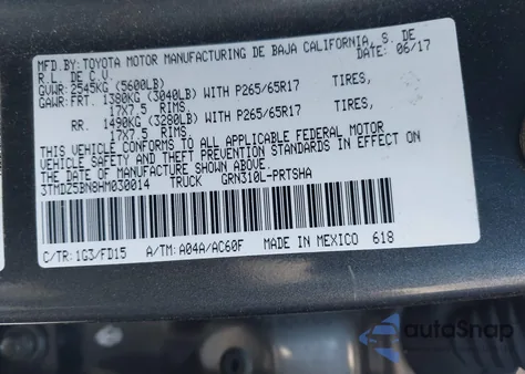 2017 Toyota Tacoma Trd Sport from USA, damaged, VIN 3TMDZ5BN8HM030014